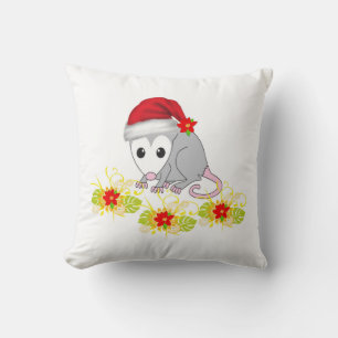 Christmas Throw Pillow, Possum Throw Pillow