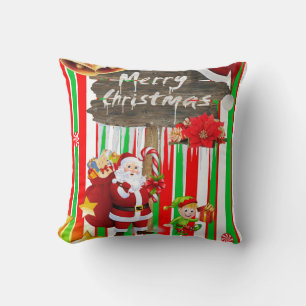 Christmas Throw Pillow, Santa Elf Cushion