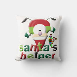 Christmas Throw Pillow, Santa's Helper  Cushion