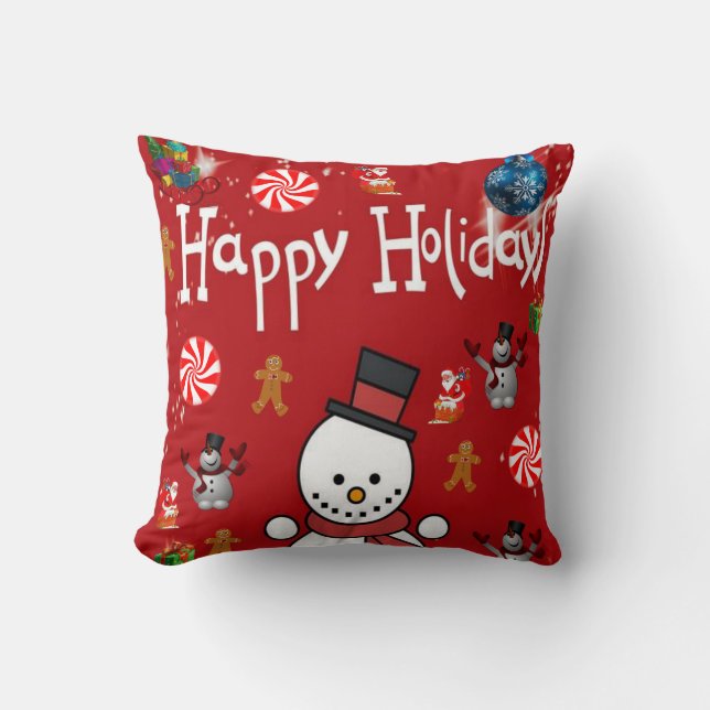 Christmas Throw Pillow Snowman (Front)