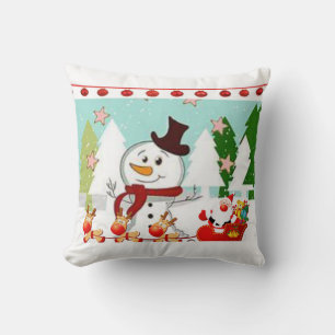 Christmas Throw Pillow Snowman