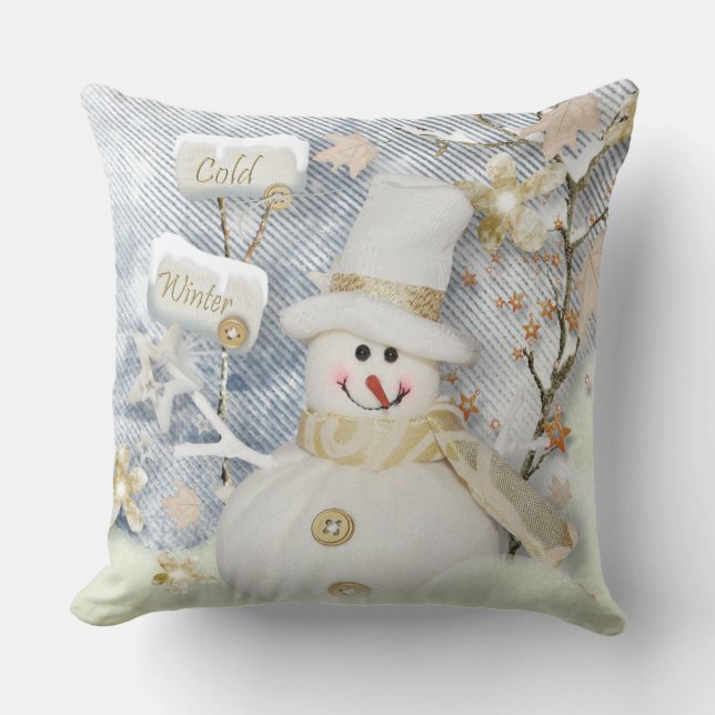 Christmas Throw Pillow/Snowman Cushion (Front)