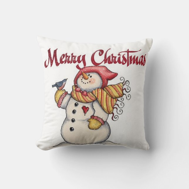 Christmas Throw Pillow/Snowman Cushion (Front)