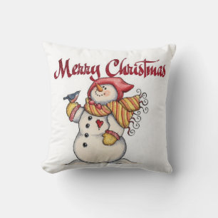 Christmas Throw Pillow/Snowman Cushion