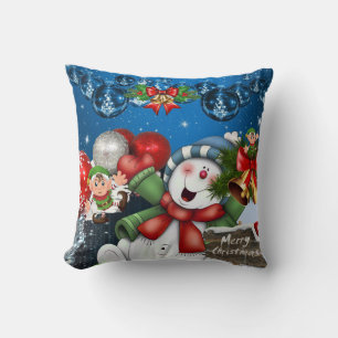 Christmas Throw Pillow, Snowman Elf Cushion