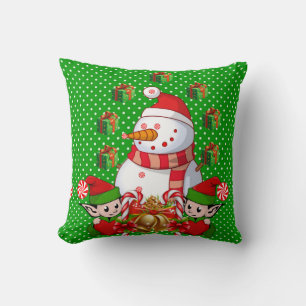 Christmas Throw Pillow, Snowman Elf Cushion