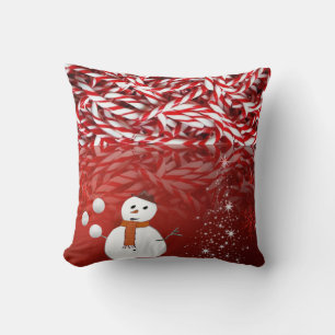 Christmas Throw Pillow Snowman Peppermint