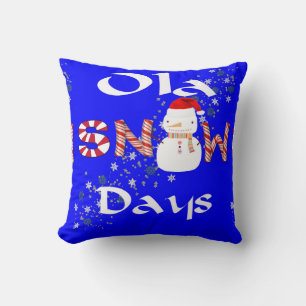Christmas Throw Pillow, Snowman Snow Days  Cushion