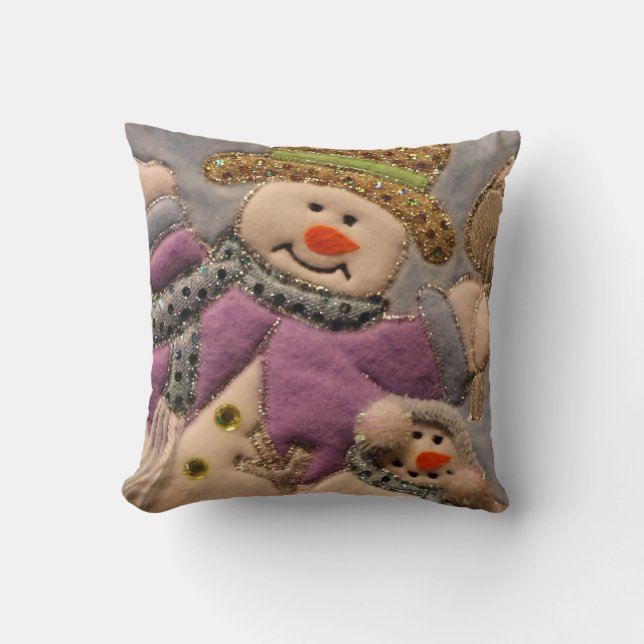 Christmas Throw Pillow/Snowmen Cushion (Front)