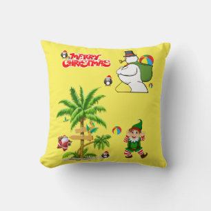 Christmas Throw Pillow, Summer Beach Bum Santa Cushion