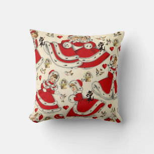 Christmas Throw Pillow, Vintage Cushion