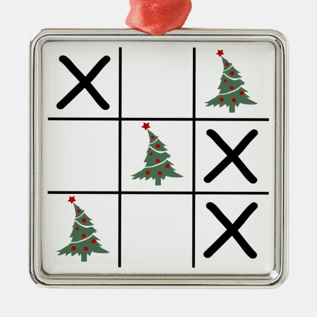 Christmas Tic Tac Toe Metal Tree Decoration (Front)