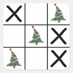 Christmas Tic Tac Toe Square Sticker
