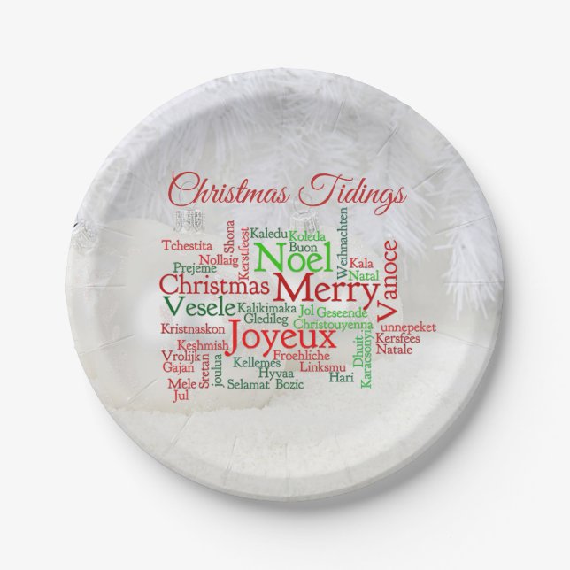 Christmas Tidings Around The World Paper Plate (Front)