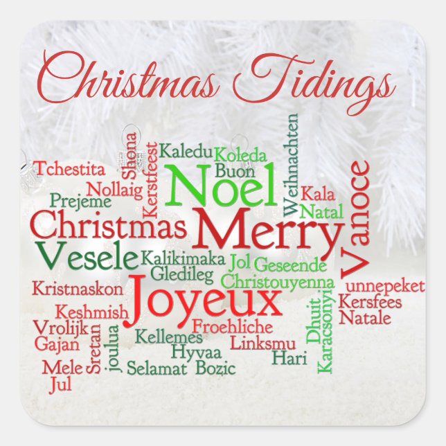 Christmas Tidings Around The World Square Sticker (Front)