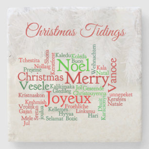 Christmas Tidings Around The World Stone Coaster