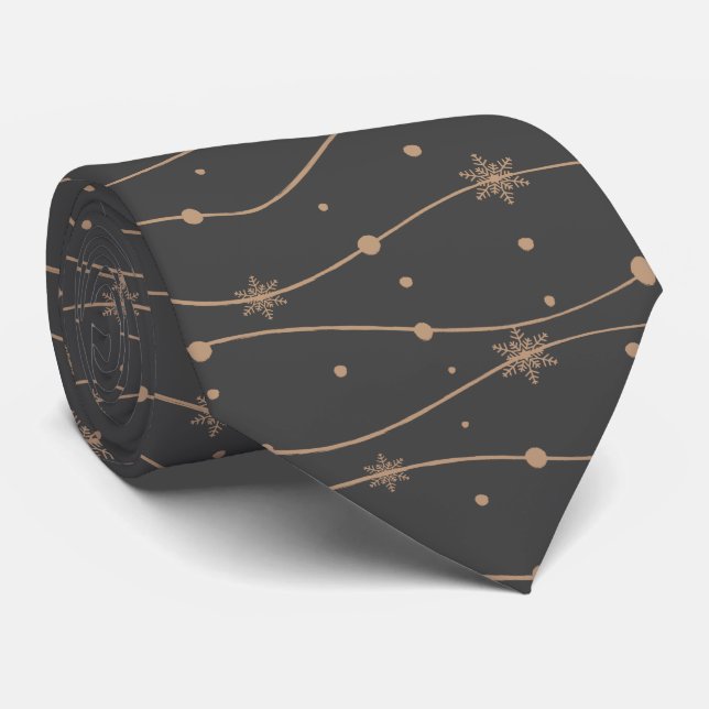 Christmas Tie Dark Grey With Monogram Tie (Rolled)