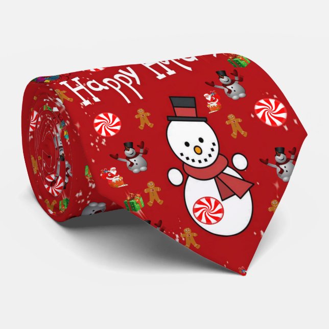 Christmas Tie, Happy Holidays Tie (Rolled)