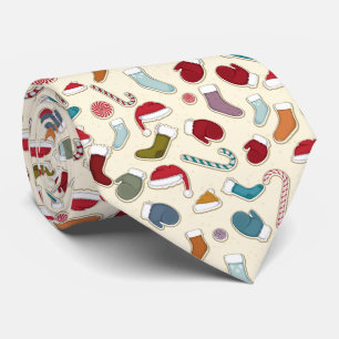 Christmas Tie - Santa Hats, Candy Canes & Mittens