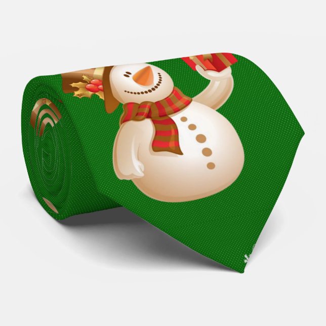 Christmas Tie, Snowman Tie (Rolled)