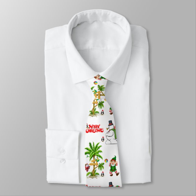 Christmas Tie, Summer Beach Santa Tie (Tied)