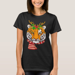 Christmas Tiger Cat Santa Clause Reindeer Xmas Tig T-Shirt