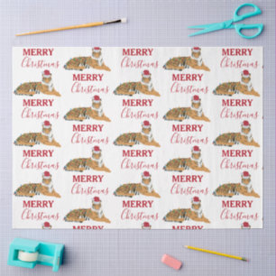 Christmas Tiger Funny Animal with Santa Hat Tissue Paper
