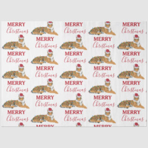 Christmas Tiger Funny Animal with Santa Hat Tissue Paper