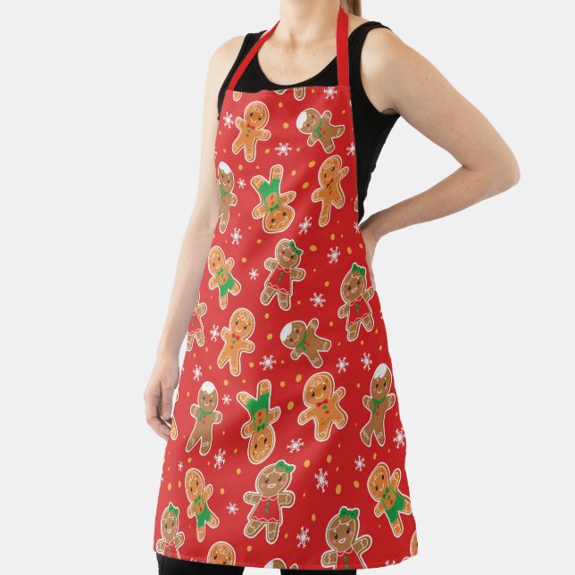 Christmas tiled gingerbread Holiday kitchen Apron (Insitu)
