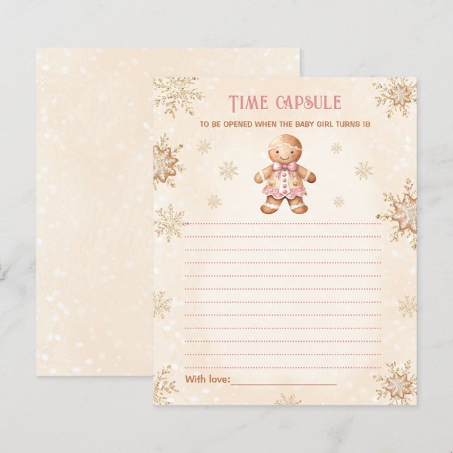 Christmas Time Capsule Card Girl Baby Shower (Front/Back)