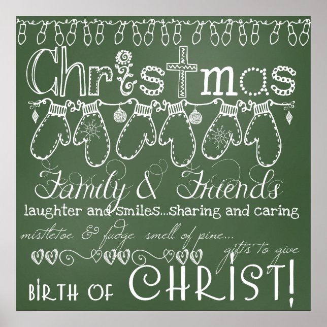Christmas Time Chalkboard Look Poster (Front)