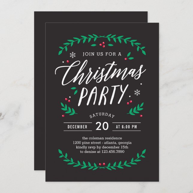 Christmas Time EDITABLE COLOR Party Invitation (Front/Back)