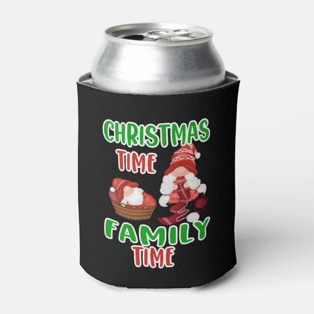 Christmas time Family time,Christmas family design Can Cooler (Can Front)