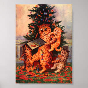 Christmas Time in Catland Louis Wain Poster