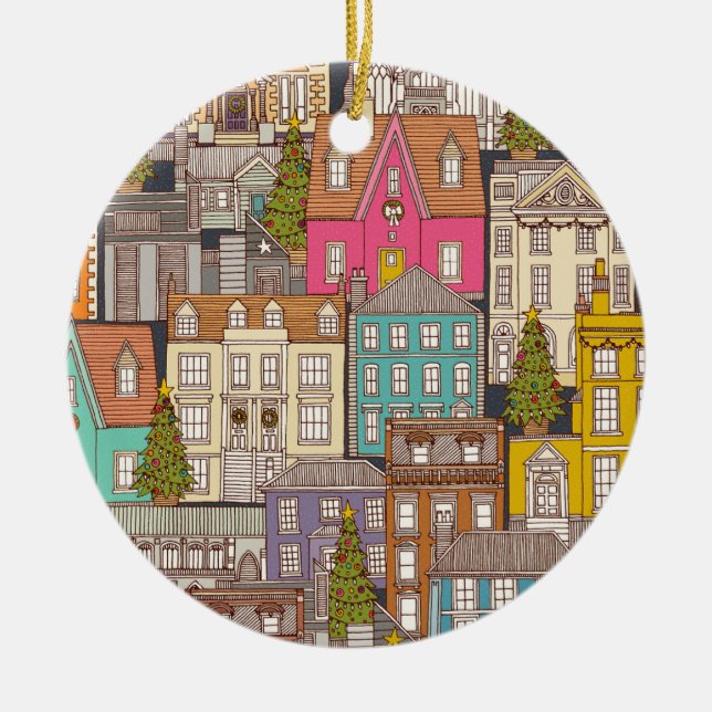 christmas time iron mult ceramic tree decoration (Front)