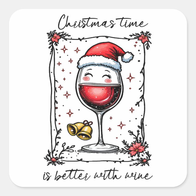 Christmas Time Is Better with Wine  Square Sticker (Front)