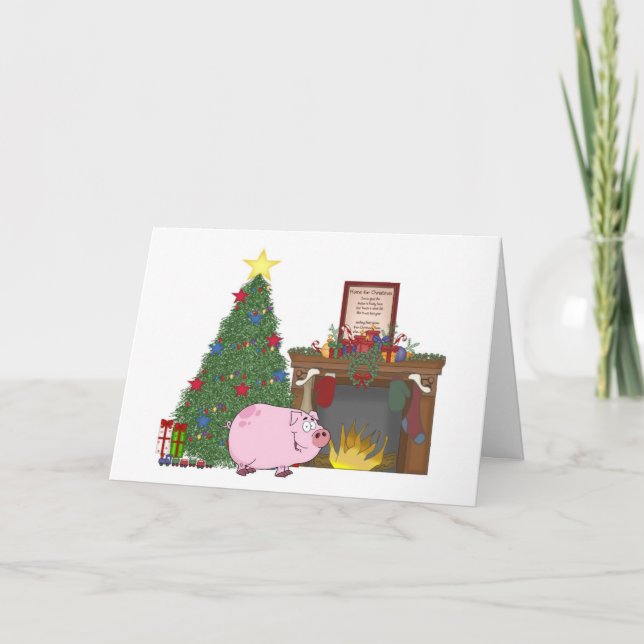 Christmas Time Pig Holiday Card (Front)