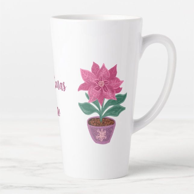 Christmas time Poinsettia in flower pot Mug (Right)
