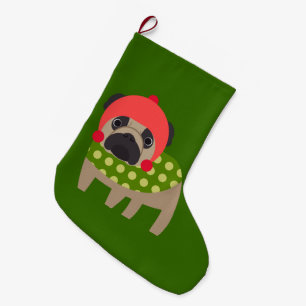 Christmas Time Pug Large Christmas Stocking