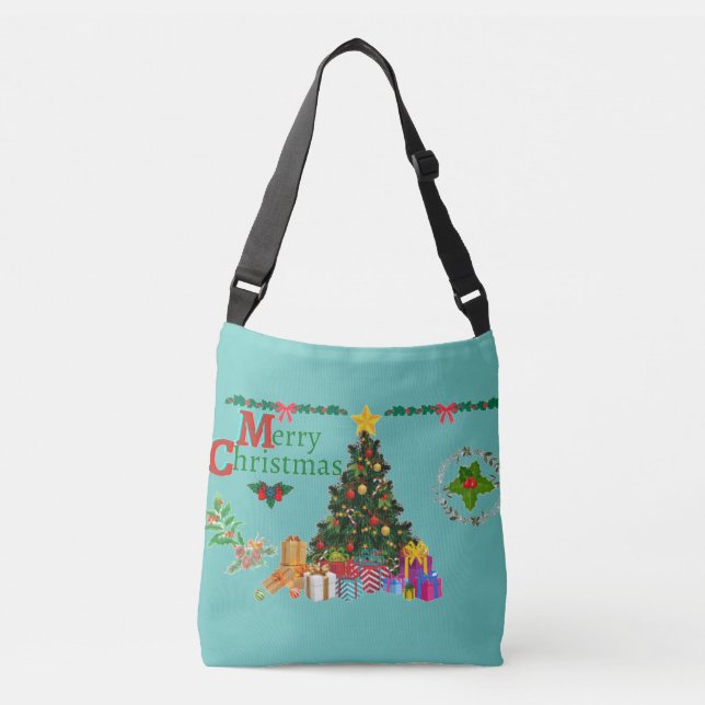 Christmas time tree cross body bag (Front)