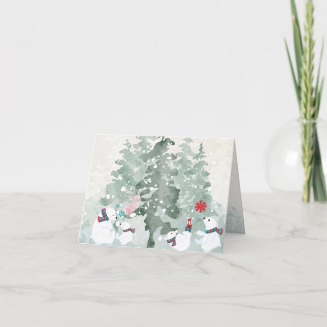 Christmas Time with Polar Bears  Holiday Card (Front)