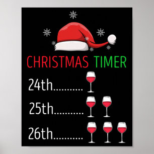 Christmas Timer Wine Countdown Funny Holiday Style Poster