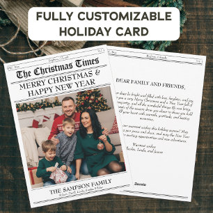 Christmas Times Family Photo Newspaper Newsletter Holiday Card