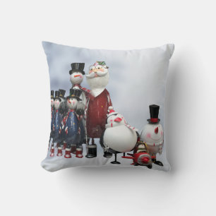 Christmas Tin Choir, with Santa, Snowman, Penguin Cushion