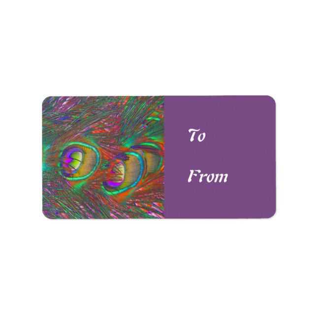 Christmas Tinsel Peacock Feather Present Tag Label (Front)