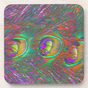 Christmas Tinsel Peacock Feathers Coaster