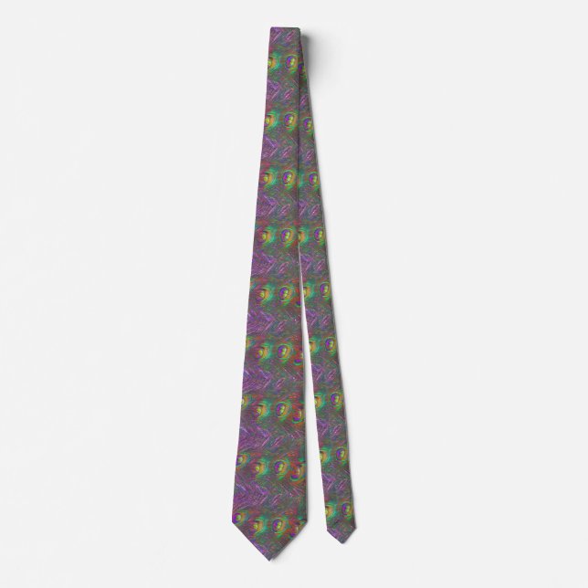 Christmas Tinsel Peacock Feathers Floral Tie (Front)