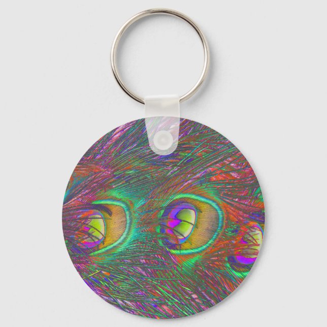 Christmas Tinsel Peacock Feathers Keychain (Front)