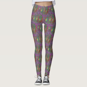 Christmas Tinsel Peacock Feathers Leggings