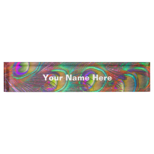 Christmas Tinsel Peacock Feathers Nameplate (Front)